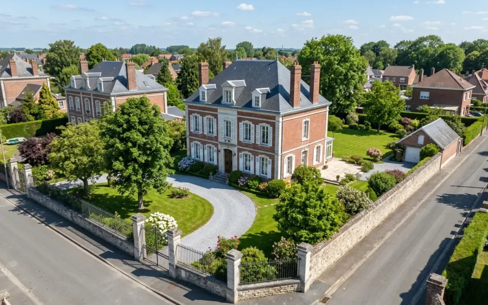 Maison de maître, vue d’ensemble et jardin