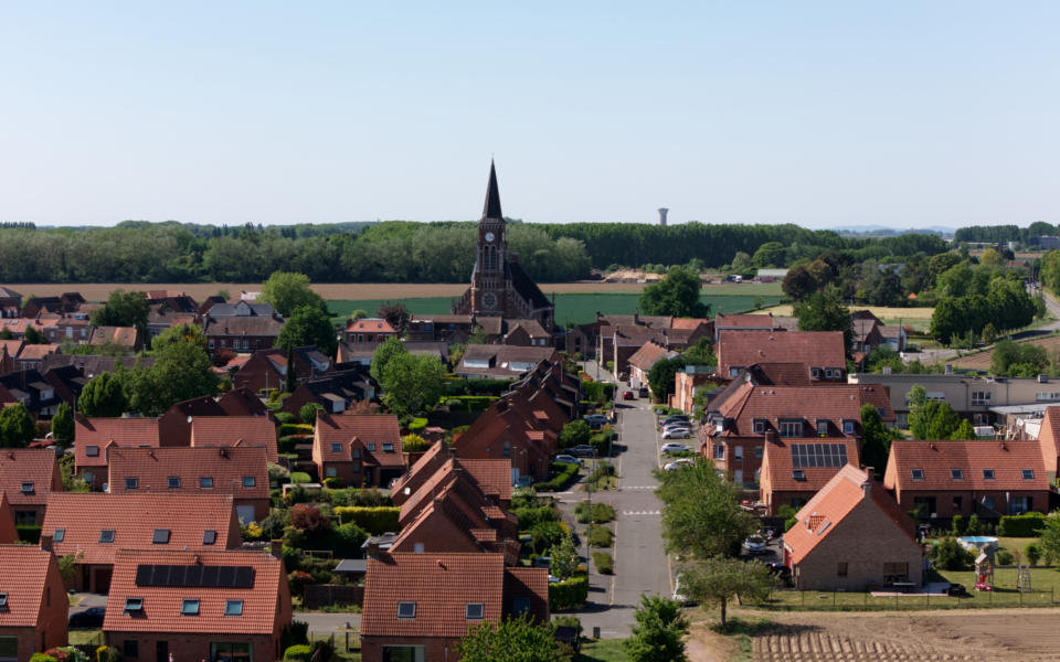Vue aérienne de la ville de Marquillies