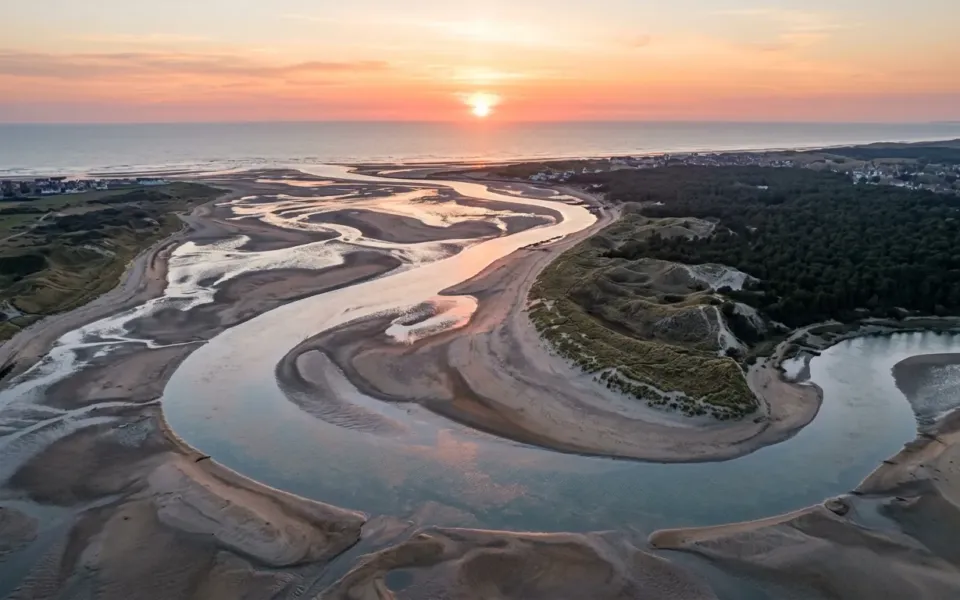 Baie de Canche au coucher du soleil